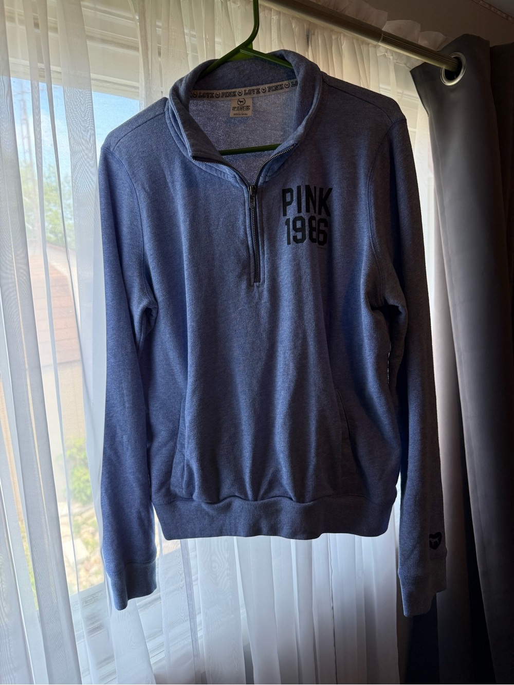 Victoria's Secret PINK 1986 Women’s Quarter-Zip Sweater - Blue